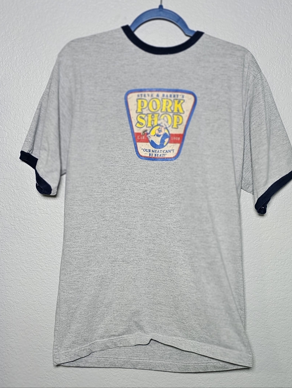 Steve & Barry’s Ringer Tee Pork Shop Graphic Retro Y2K Large